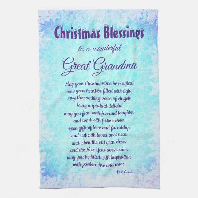 Bénédictions de Noël Grand grand-mère Serviettes d (Vertical)