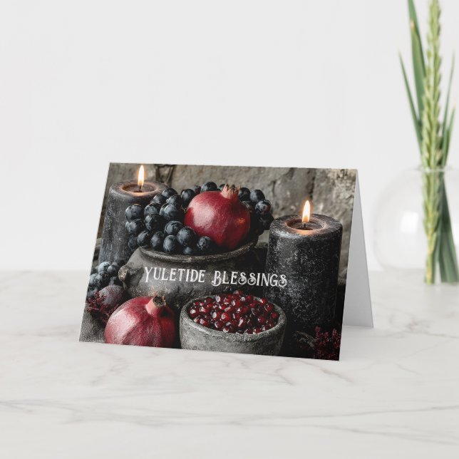 Bénédictions de Yuletide Carte de Noël Gothique au (Devant)