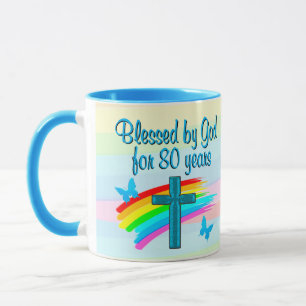 BÉNÉFICIÉ PAR DIEU 80E ANNIVERSAIRE MUG