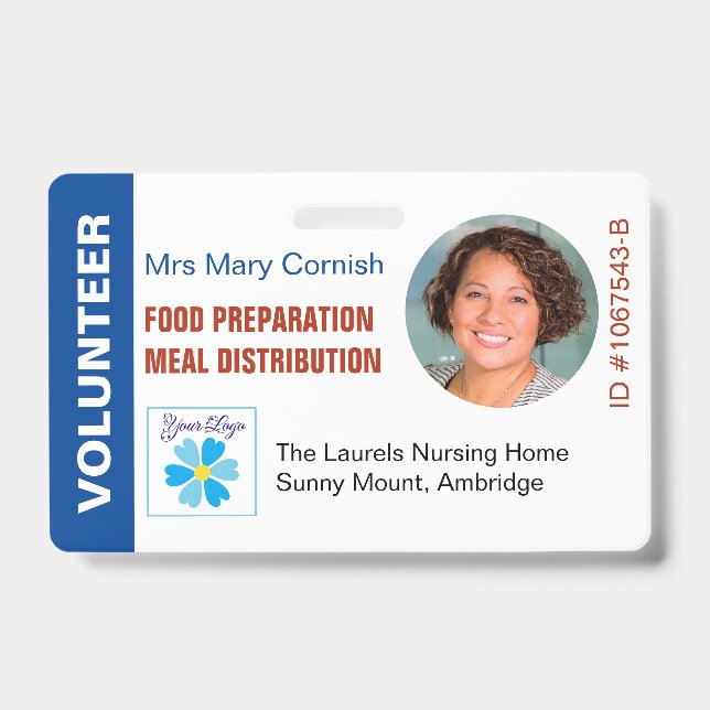 Bénévoles Badge Nom, Titre de poste & Logo Photo (Avant)
