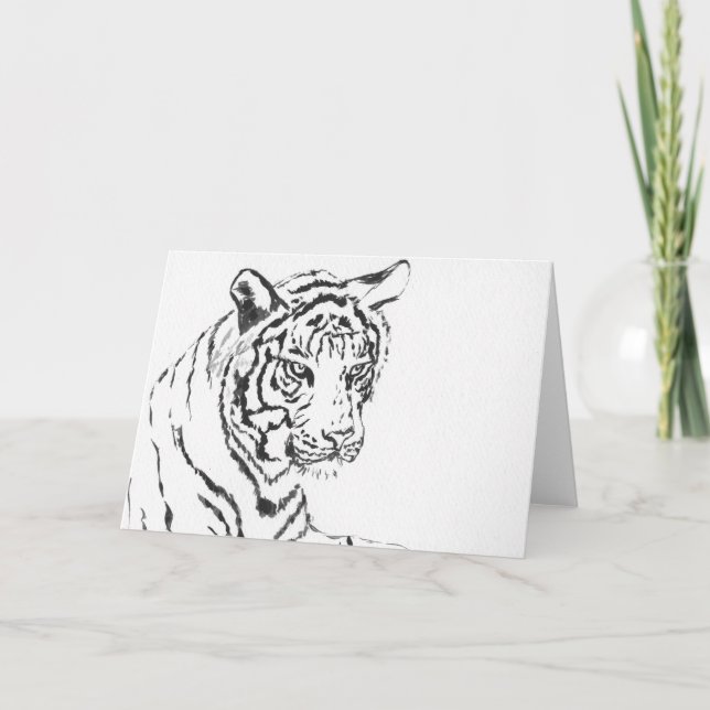 Bengale blanc Tiger Art Grey ou cartes de notes (Devant)