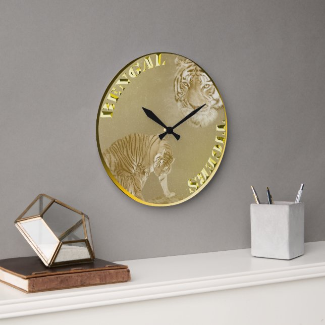 Bengale Tigres Or Coin, Horloge Mur (Bureau)