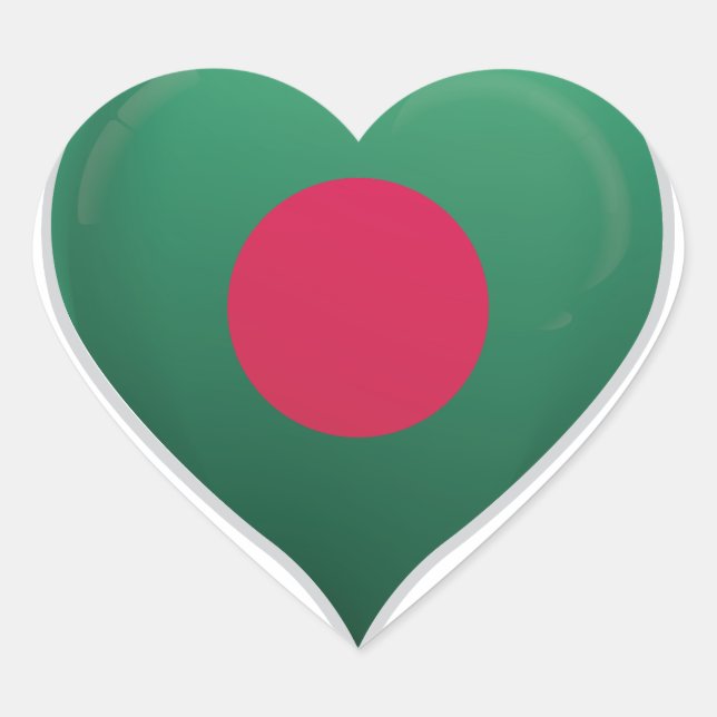 Bengladesh love flag orgueil autocollant coeur (Devant)