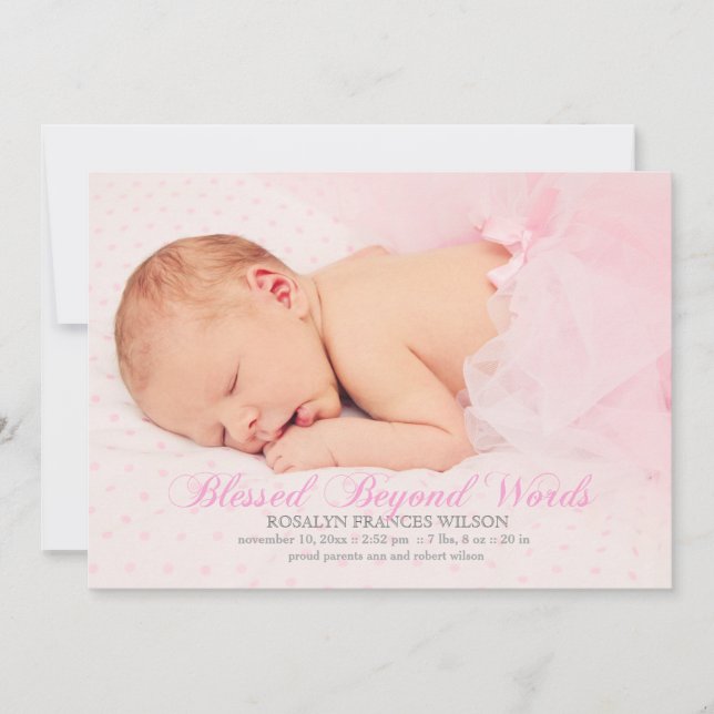 Béni D'Une Fille Photo Faire-part de naissance (Devant)
