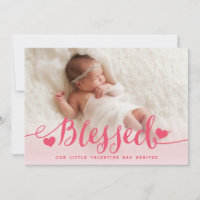 Béni | Faire-part de naissance rose Valentine