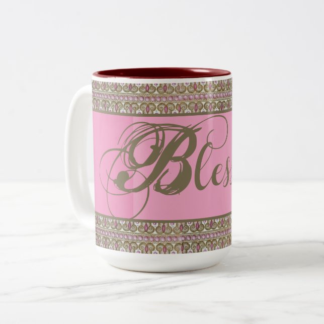 Béni ! Mug à café fantaisie (Rose) (Devant gauche)