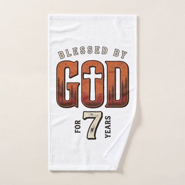 Béni par Dieu 7 Ans Vintage Chemise Chrétienne (Serviette à main)