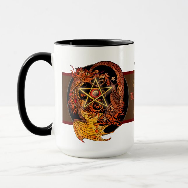 Béni Soit Art Nouveau Pentacle Dragon Mug (Gauche)