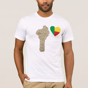Bénin Drapeau Coeur et carte T-shirt