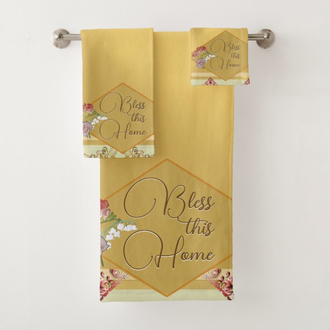 "Bénissez cette maison" Floral d'or (En situation)