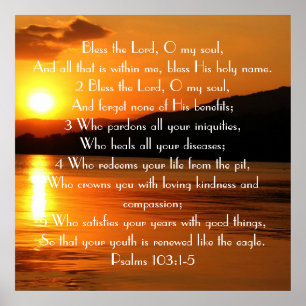Bénissez le Seigneur Bible Verse Sunset Poster