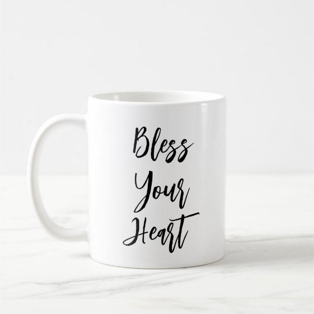 "Bénissez votre coeur" Drôle Citation Mug (Gauche)