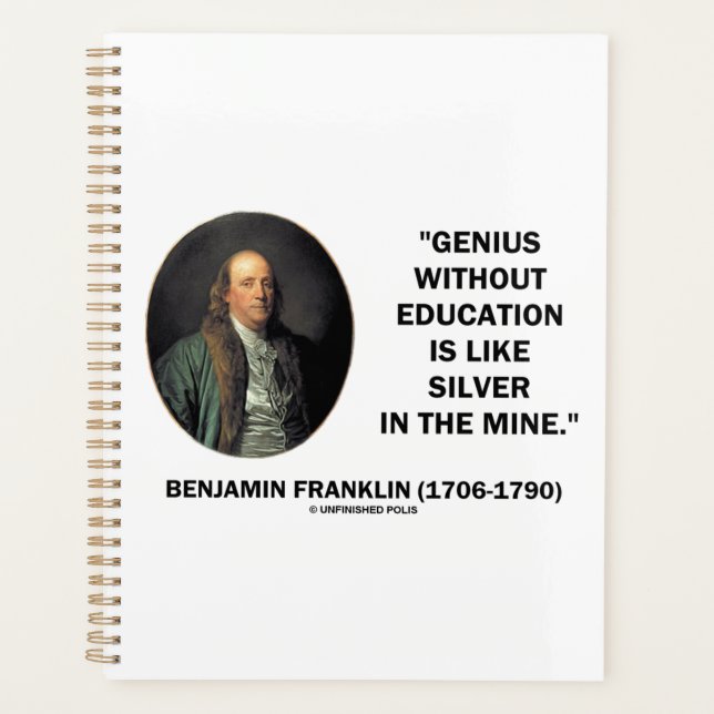 Benjamin Franklin Genius Sans Citation D'Éducation (Devant)