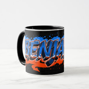 Benjamin prénom Graffiti blue tasse orange