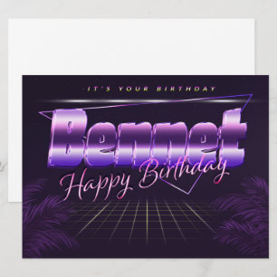 Bennet prénom carte rétro lilas pour anniversaire