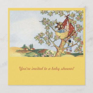 Berceau dans un arbre coloré invitation baby showe