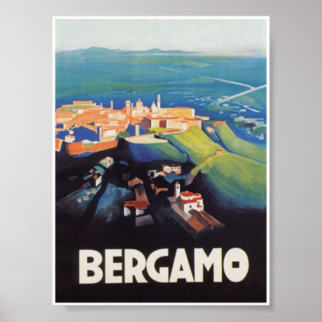Bergamo Italy Vintage Travel Poster (Devant)
