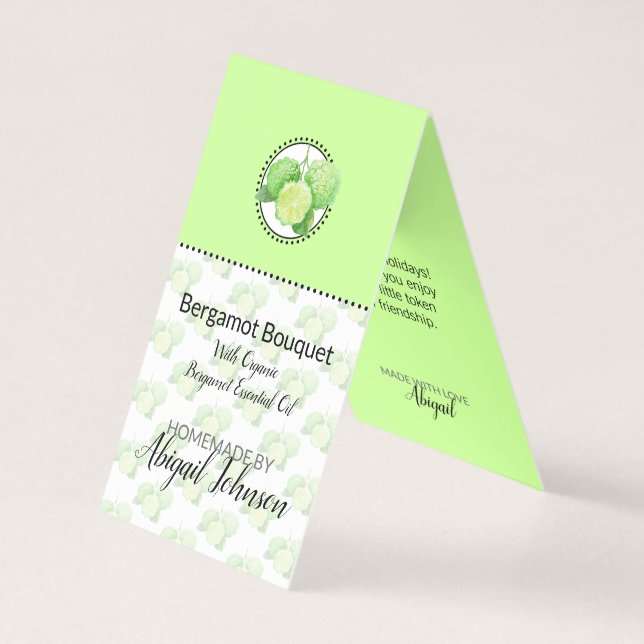 Bergamote Étiquette pour Bain & Corps Faits Maison (Front)