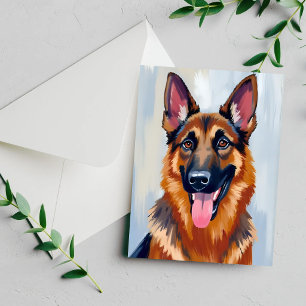Berger Allemand   Carte de chien aquarelle pour an