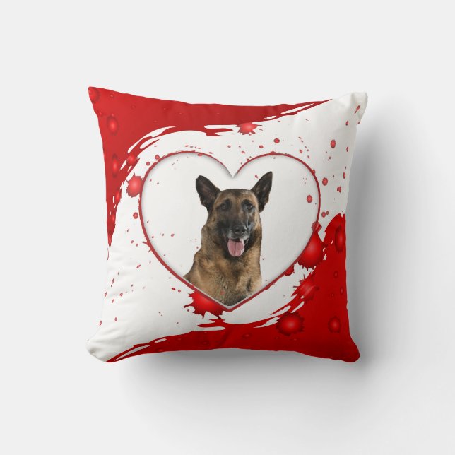 Berger allemand Coussin de coeur rouge (Recto)