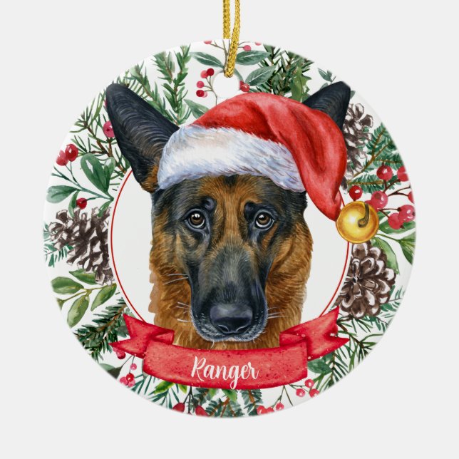 Berger Allemand Custom Chien Ornement de Noël (Devant)
