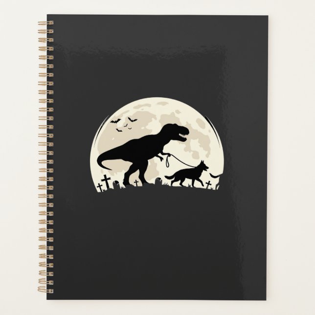 Berger Allemand Halloween Dinosaure Silhouette Lun (Devant)