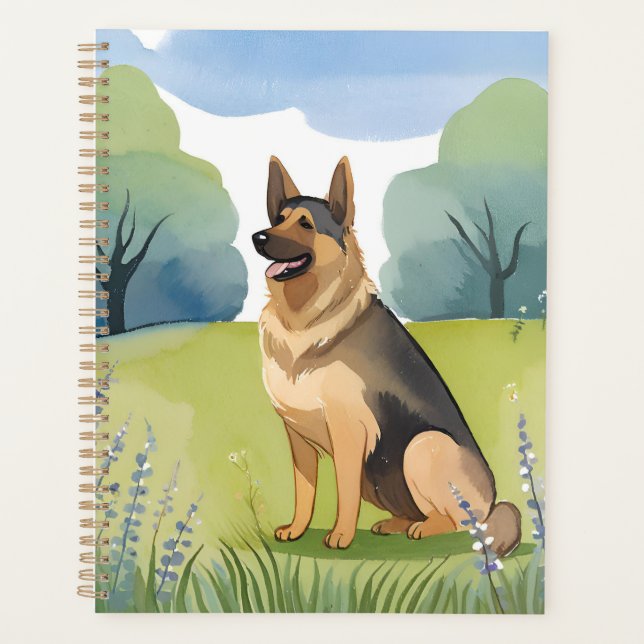 Berger Allemand | Peinture Aquarelle de Chien (Devant)