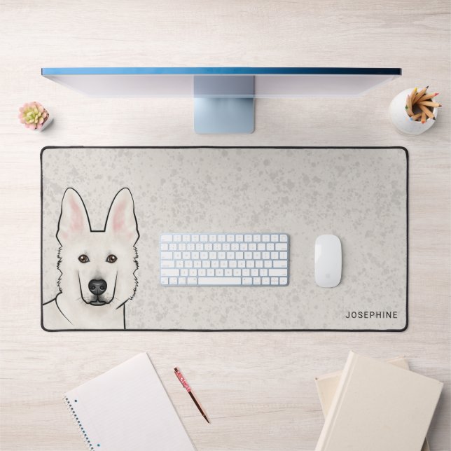 Berger Blanc Suisse Blanc GSD Chien Mignon Avec No (Bureau 1)
