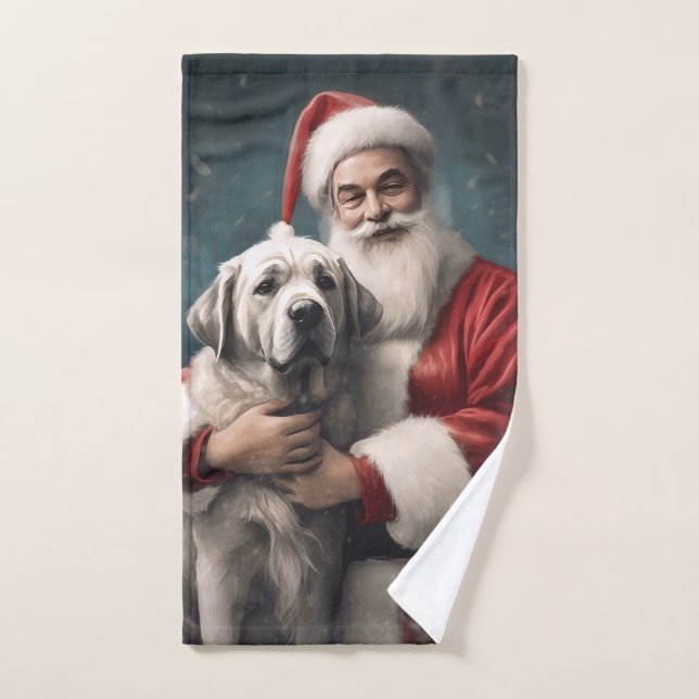 Berger d'Anatolie avec le Père Noël de Noël (Serviette à main)