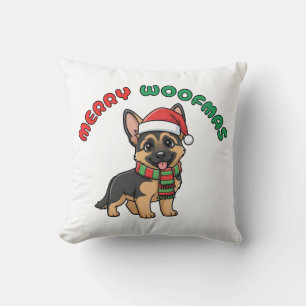 Berger de Noël Allemand Coussin : Joyeux Woofmas