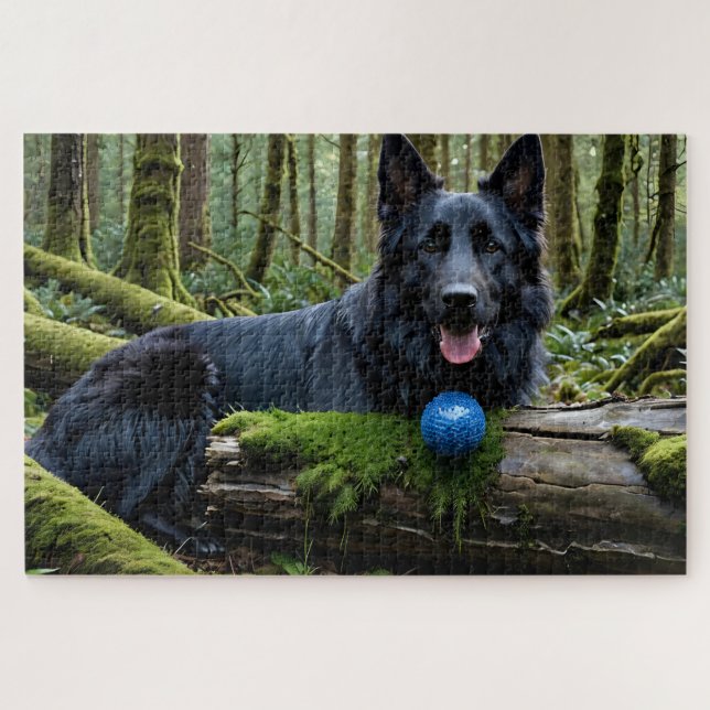 Berger noir allemand dans le Puzzle de la forêt (Horizontal)