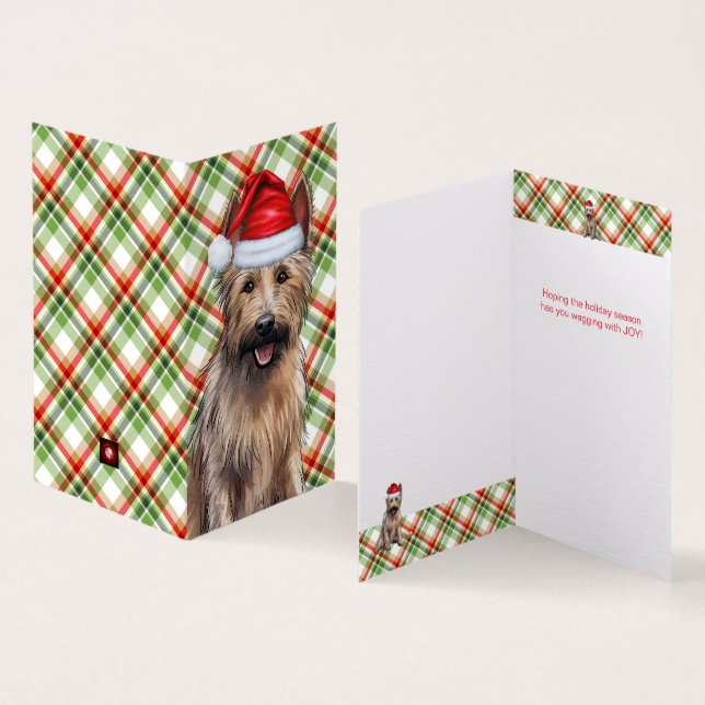 Berger Picard Dog Carte de Noël Plaid (Inside and Outside)
