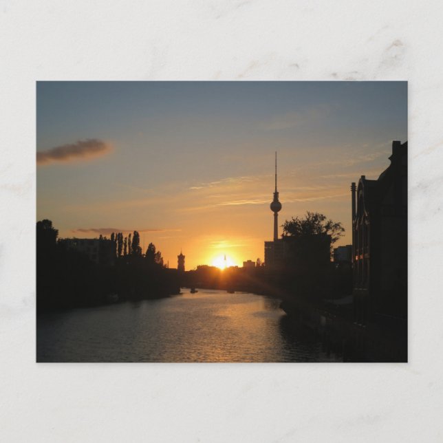 Berlin Allemagne Skyline Night Carte Postale Ferns (Devant)