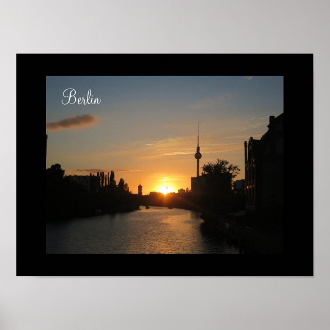 Berlin Allemagne Skyline Night Poster Fernsehturm (Devant)