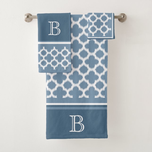 Bermudes personnalisées Gris Bleu Blanc Ikat Quatr (En situation)