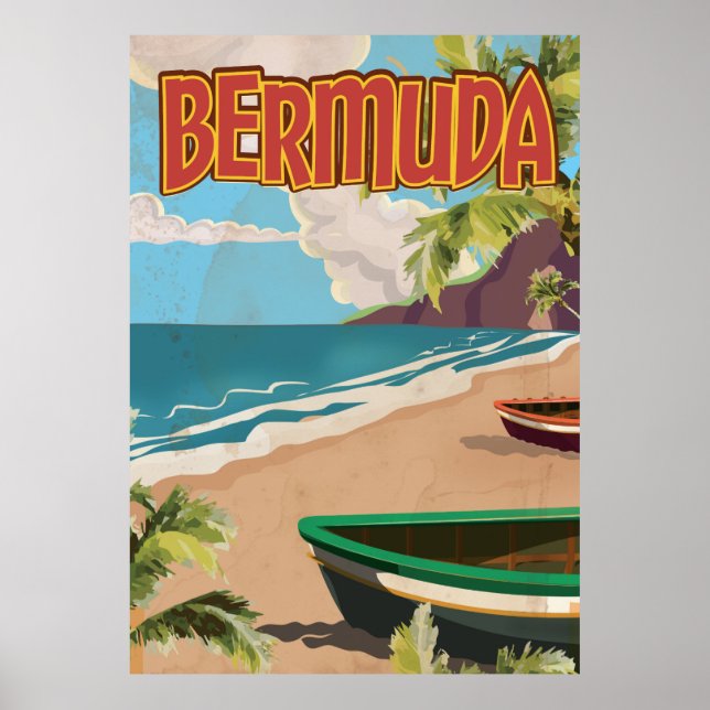 Bermudes vintage fun affiche de voyage (Devant)
