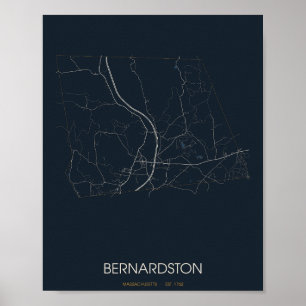 Bernardston Massachusetts Poster de carte de rue (