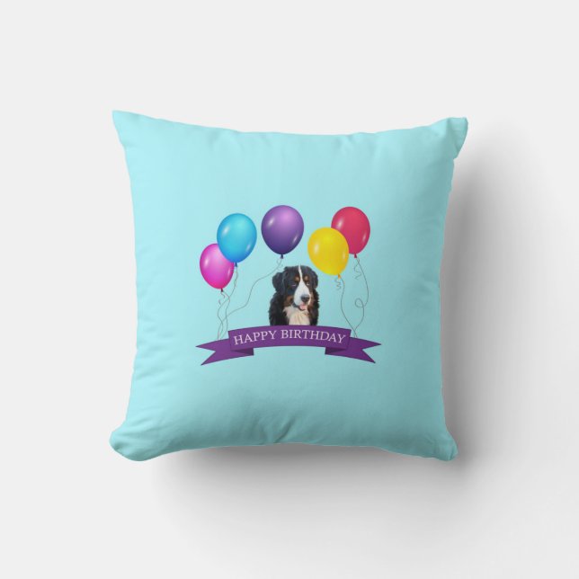 Bernese Mountain Dog Joyeux Coussin d'anniversaire (Recto)