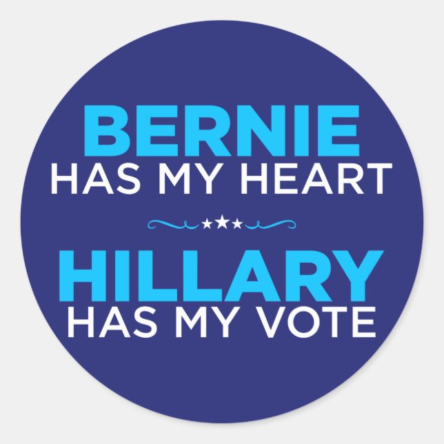 Bernie a mon coeur, Hillary a mon autocollant de v (Devant)