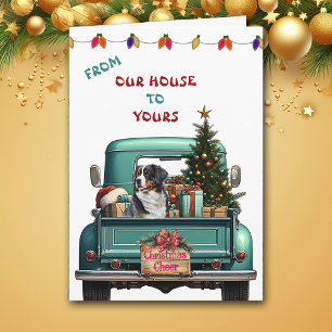 Bernois Mountain Dog Farm Truck Carte de Noël