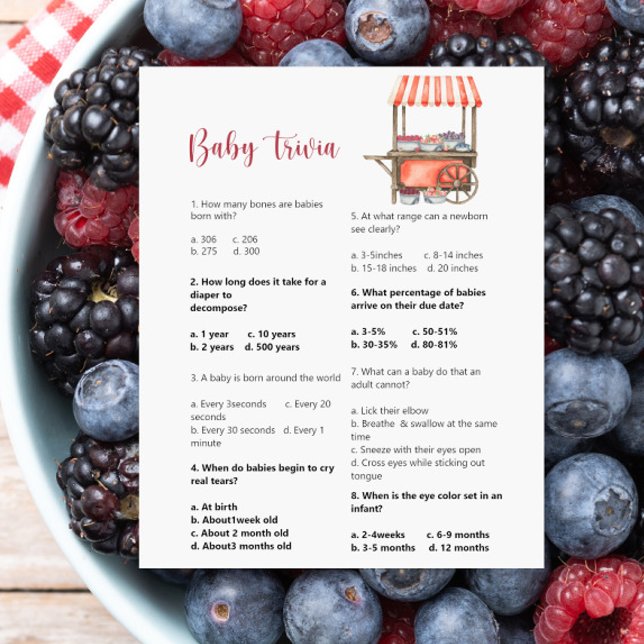 Berries baby shower Baby Trivia Game (Créateur téléchargé)