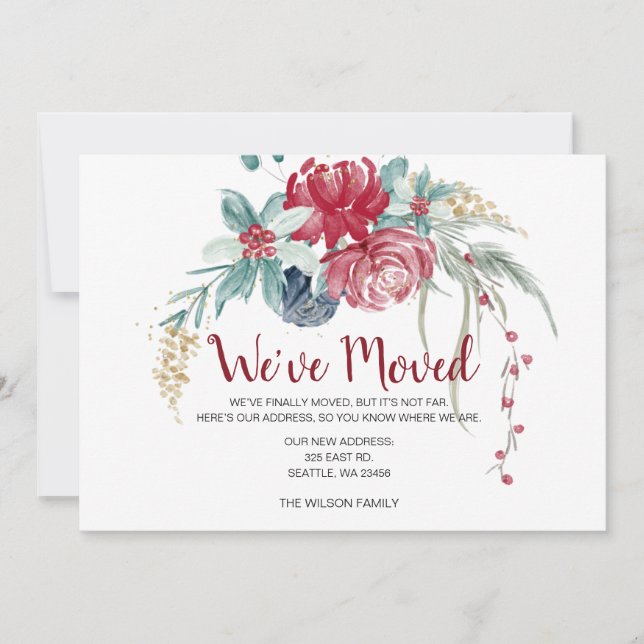 Berries d'hiver Rustic Moving Faire-part de vacanc (Devant)