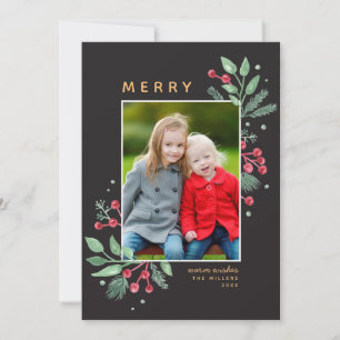 Berries d'hiver verdure Joyeux Noël Photo