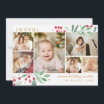Berries d'hiver Verdure Noël Multi-photo<br><div class="desc">Carte de vacances festive et peintre avec nos produits d'aquarelle exclusifs pour l'hiver et les baies pour encadrer et mettre en valeur votre photo. Ce collage multi-photo met en évidence 6 de vos photos. Tout le texte est entièrement personnalisable.</div>