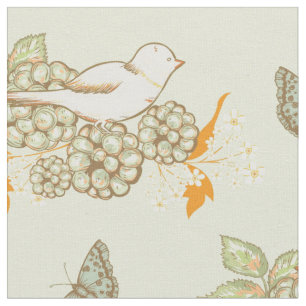 Berries d'oiseaux et papillons Tissu 2