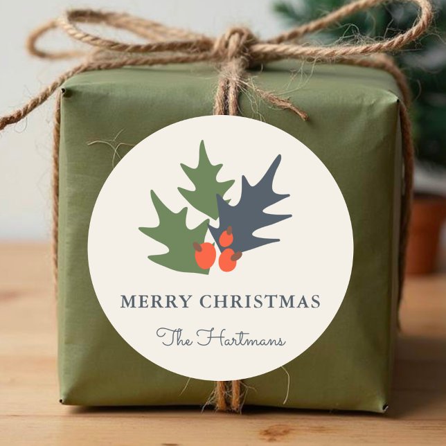 Berries et Feuilles Stickers de Noël personnalisés (Créateur téléchargé)