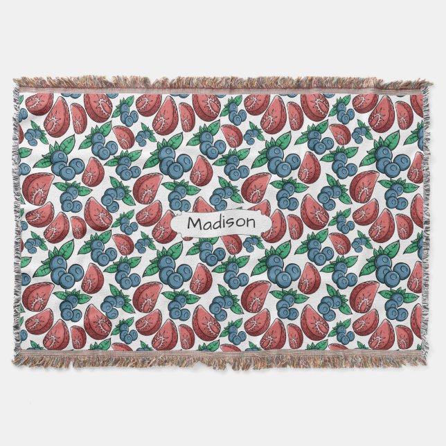 Berries Motif nom personnalisé jeter couverture (Devant)