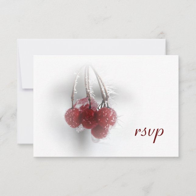 Berries rouges Frosty Mariage d'hiver RSVP (Devant)