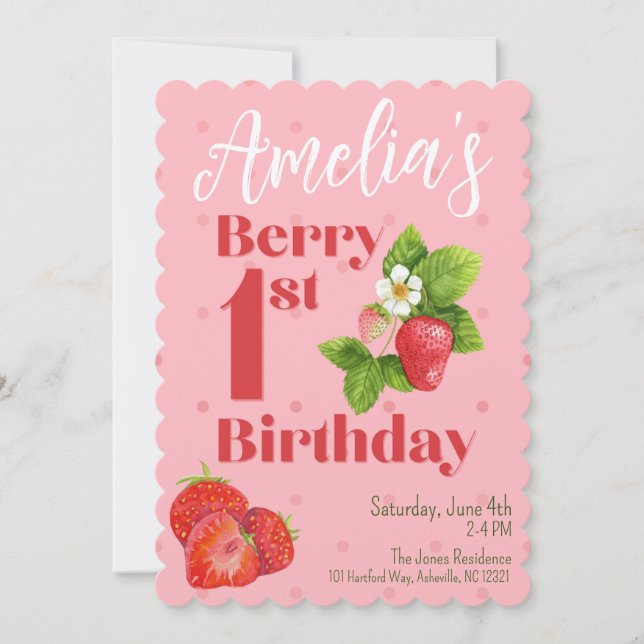 Berry 1er Anniversaire Invitation (Devant)
