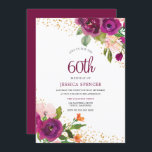 Berry Beauté 60e anniversaire Invitation de fête<br><div class="desc">Berry Beauté 60e anniversaire Invitation de fête Voir la collection correspondante à Niche et Nest Store</div>